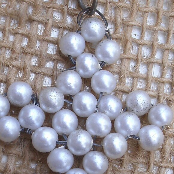 Vintage Handmade Faux Pearl Bead Cross Pendant Necklace - Picture 5 of 9